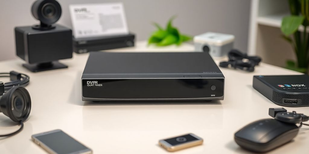 تصویر DVR مدرن با لوازم جانبی ضروری